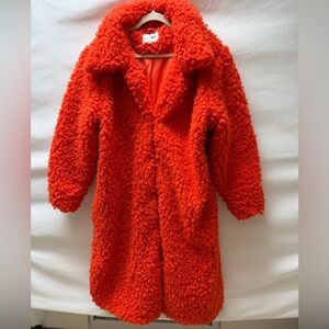 Fashion Nova Orange Teddy Faux Fur Long Coat Size 3X